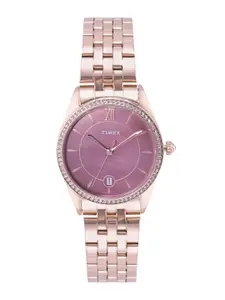 Timex Women Mother of Pearl Dial Bracelet Style Straps Analogue Watch TWEL25101