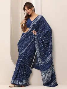 Libas Geometric Printed Saree with Blouse Piece