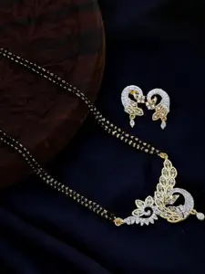 Anouk  Attractive Allure AD Peacock Design Mangalsutra & Earrings Set