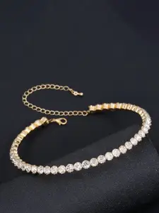 Anouk Gold-Toned Crystal Rhinestone Tennis Choker Necklace