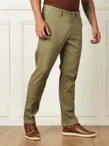 Thomas Scott Men Solid Smart Straight Fit Mid-Rise Casual Chinos