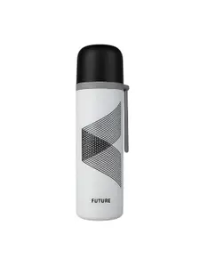 iSWEVEN White & Black Stainless Steel Solid Double Wall Vacuum Water Bottle-450ml