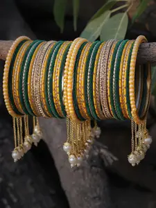 RIJOLI Green Alloy Gold-Plated Bangle
