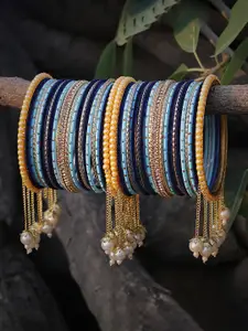 RIJOLI Blue Alloy Gold-Plated Bangle