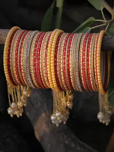 RIJOLI Red Alloy Gold-Plated Bangle