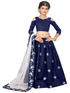 F Plus Fashion Girls Embroidered Semi-Stitched Lehenga & Unstitched