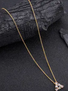 DressBerry Gold Plated Artificial Stones Studded Pendant With Chain