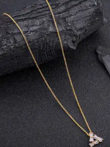 DressBerry Gold Plated Artificial Stones Studded Chain And Pendant