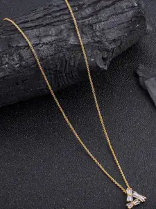 DressBerry Gold Plated Artificial Stones Studded Pendant With Chain