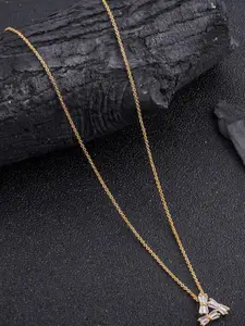 DressBerry Gold Plated Artificial Stones Studded Pendant With Chain