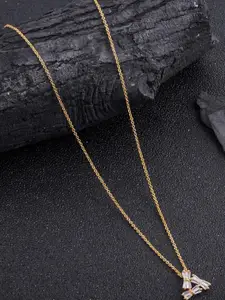 DressBerry Gold Plated Artificial Stones Studded Chain And Pendant