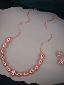 Anouk Purple Rose Gold-Plated Brass Necklace & Earrings