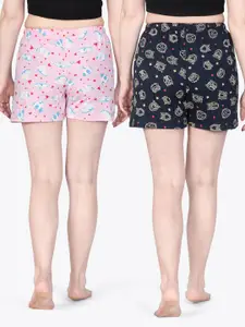 ariel Women Pack Of 2 Printed Pure Cotton Lounge Shorts