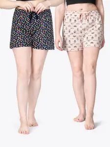 ariel Women Pack of 2 Printed Pure Cotton Lounge Shorts