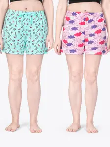 ariel Women Pack Of 2 Printed Pure Cotton Lounge Shorts