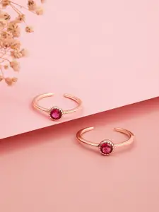 Peora 925 Sterling Silver Rose Gold-Plated Toe Rings