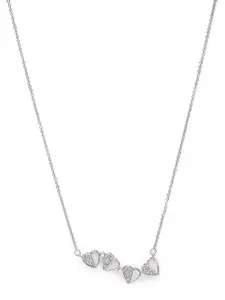 Peora Brass Silver-Plated CZ Necklace
