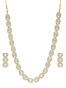 Peora Ruby & Cubic Zirconia Studded Necklace Set