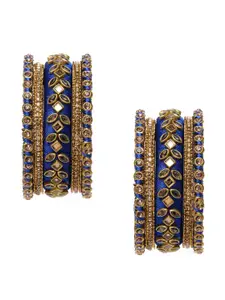 Peora Set Of 10 Kundan Silk Thread Ethnic Bangles