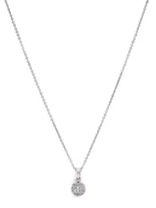 Peora Brass Silver-Plated Cubic Zirconia Necklace