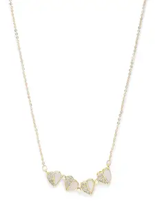 Peora Brass Gold-Plated Cubic Zirconia Necklace