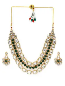 Peora Ruby & Cubic Zirconia Studded Layered Necklace Set