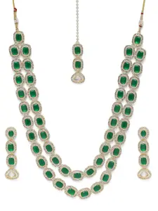 Peora Ruby & Cubic Zirconia Studded Necklace Set