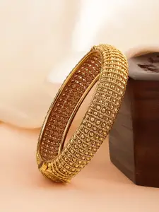 Peora Gold-Plated Openable Kada Textured Bangle