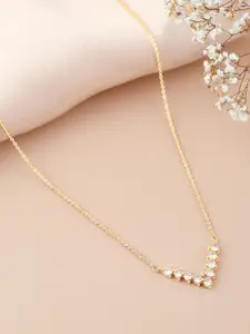 Peora Brass Gold-Plated Crystals Necklace