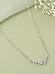 Peora Brass Silver-Plated Crystals Necklace