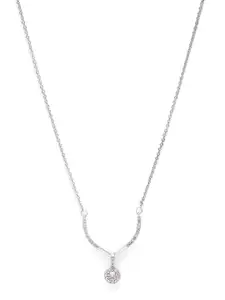 Peora Brass Silver-Plated Cubic Zirconia Necklace