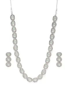 Peora Ruby & Cubic Zirconia Studded Necklace Set