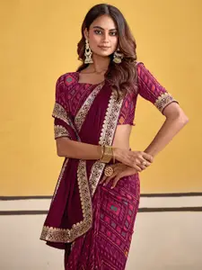 Satrani Ethnic Motifs Sequinned Pure Georgette Saree