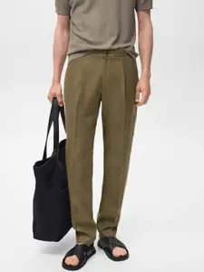 MANGO MAN Pure Linen Regular Fit Trousers
