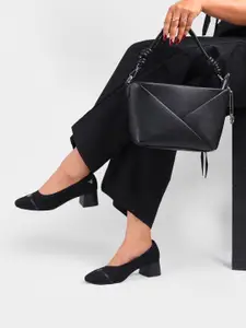 Monrow Women Solid Round Toe Laser Cuts Pumps