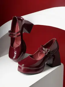 TRASE Dollz Women Square Toe Block Heel Mary Janes