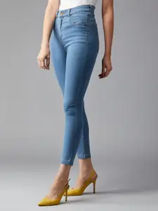 DOLCE CRUDO Women Skinny Fit High-Rise Light Fade Stretchable Cotton Jeans