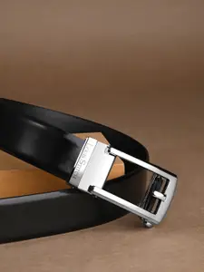 LOUIS STITCH Premium VT Leather Gunmetal Black Buckle Auto Lock Belt