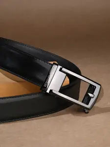 LOUIS STITCH Premium VT Leather Gunmetal Black Buckle Auto Lock Belt