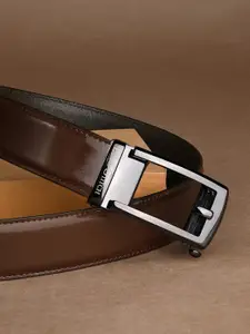 LOUIS STITCH Premium VT Leather Gunmetal Black Buckle Auto Lock Belt