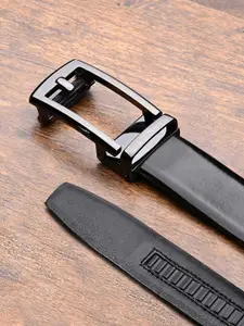 LOUIS STITCH Premium VT Leather Gunmetal Black Buckle Auto Lock Belt