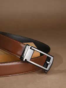 LOUIS STITCH Premium VT Leather Gunmetal Black Buckle Auto Lock Belt