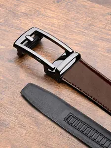 LOUIS STITCH Premium VT Leather Gunmetal Black Buckle Auto Lock Belt