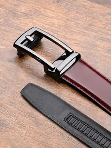 LOUIS STITCH Premium VT Leather Gunmetal Black Buckle Auto Lock Belt