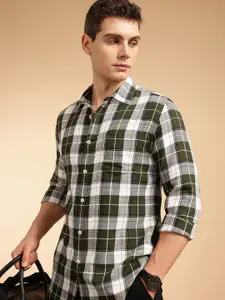 French Connection Men Premium Slim Fit Checked Pure Cotton Casual Shirt