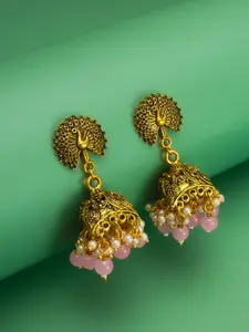 Anouk Gold-Plated Pearls Beaded Dome Jhumkas