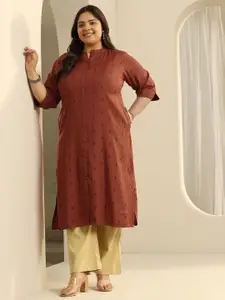 EXTRA LOVE BY LIBAS Women Plus Size Paisley Printed Daily Straight Kurta