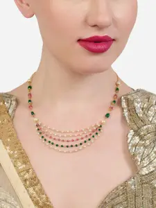AMI Gold-Plated Artificial Beaded Statement Necklace
