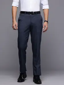 Louis Philippe Men Slim Fit Checked Formal Trousers