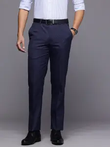 Louis Philippe Men Checked Slim Fit Formal Trousers